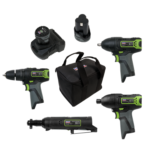 Sealey SV108 Series 4 x 10.8V Cordless Combo Kit - 2x 2Ah Batteries CP108VCOMBO2