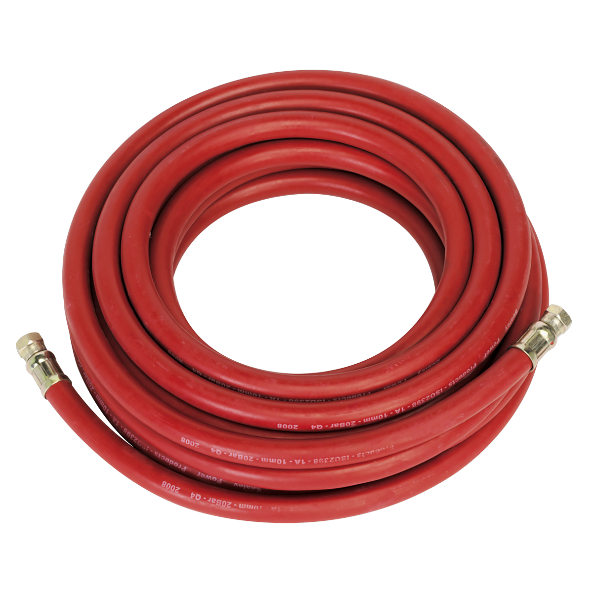 Sealey Air Hose 10m x Ø10mm With 1/4" BSP Female Swivel Unions Red AHC1038