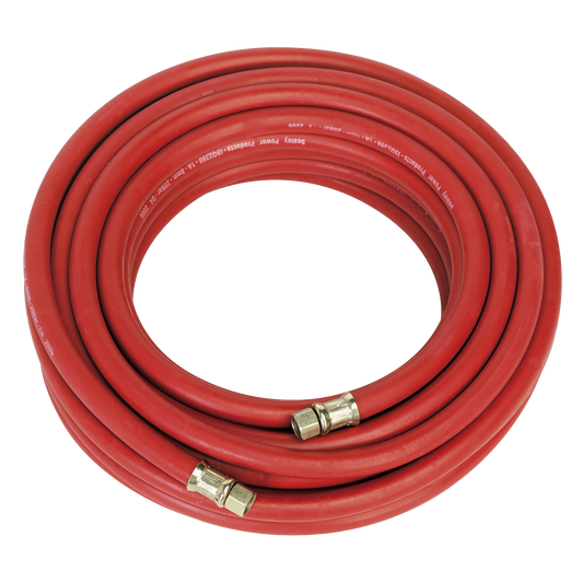 Sealey Air Hose 15m Ø8mm With 1/4" BSP Female Swivel Unions Silicone-Free AHC15