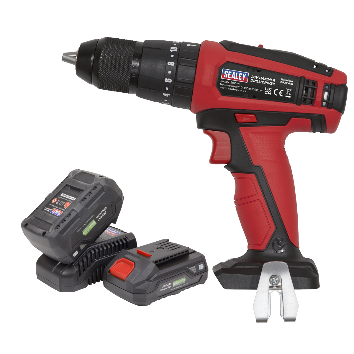 Sealey 20V SV20 Series Ø13mm Combination Drill - 2 Batteries CP20VDDKIT