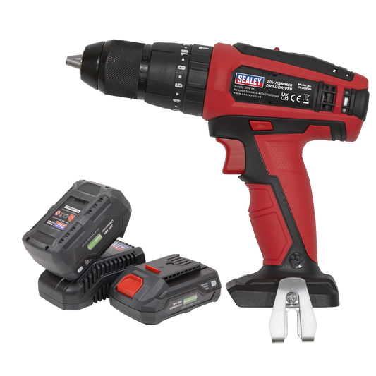 Sealey 20V SV20 Series Ø13mm Combination Drill - 2 Batteries CP20VDDKIT