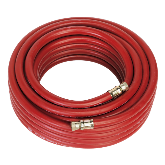 Sealey Air Hose 15m x Ø10mm With 1/4" BSP Female Swivel Unions Red AHC1538