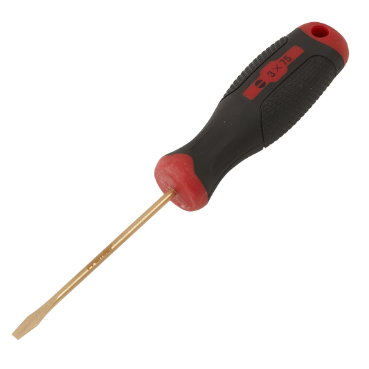 Sealey Screwdriver Slotted 3 x 75mm Non-Sparking Beryllium Copper Tool NS092