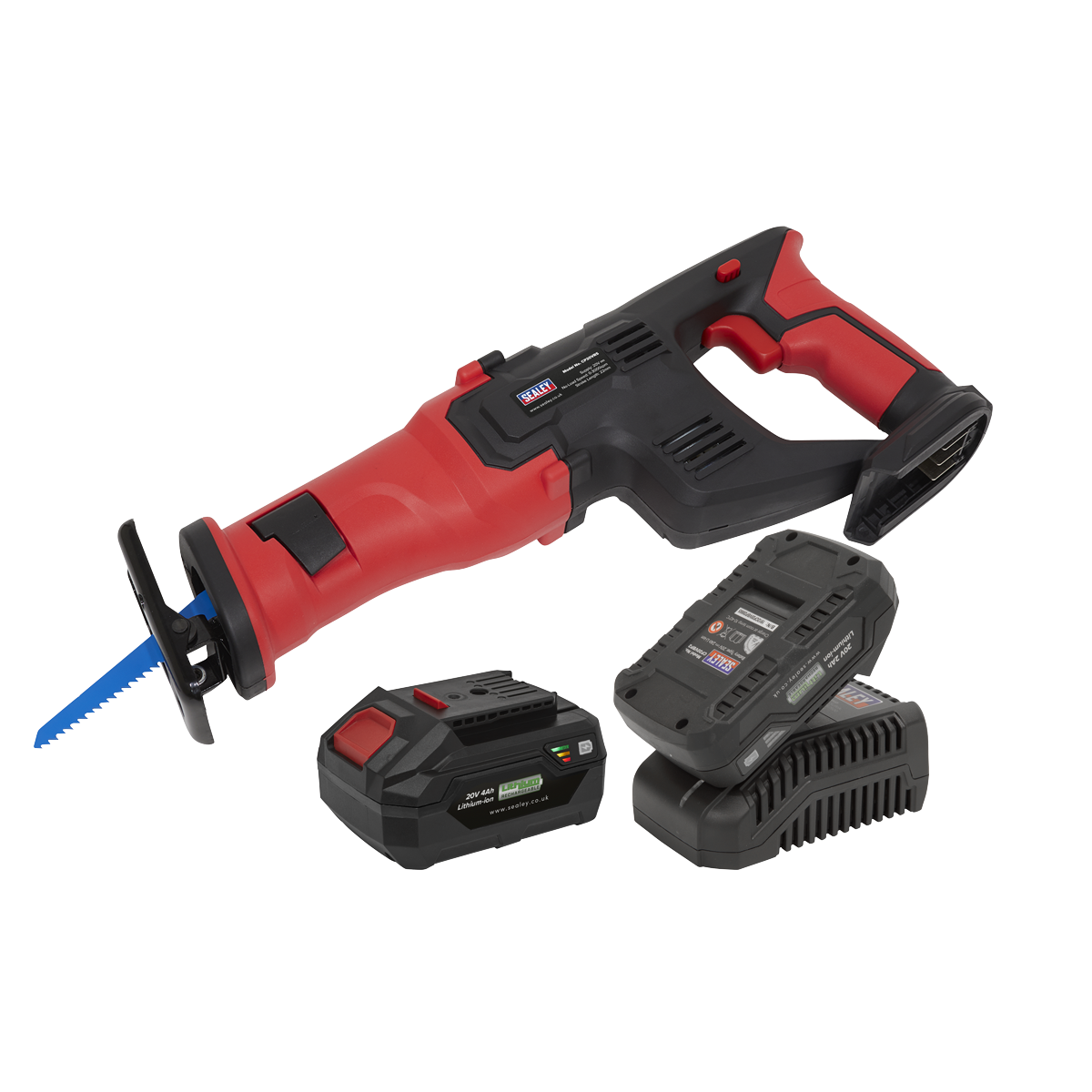 Sealey 20V SV20 Series Cordless Reciprocating Saw Kit 2x 2Ah Battery CP20VRSKIT