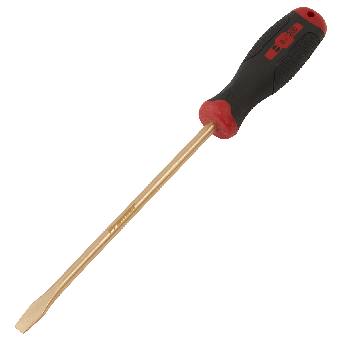 Sealey Screwdriver Slotted 8 x 200mm Non-Sparking Beryllium Copper Tool NS095