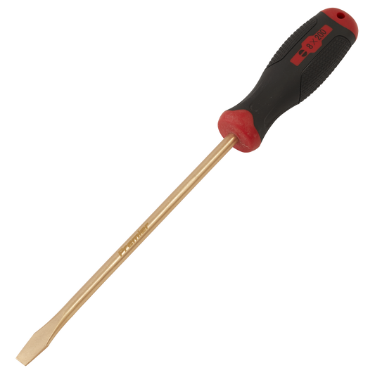 Sealey Screwdriver Slotted 8 x 200mm Non-Sparking Beryllium Copper Tool NS095