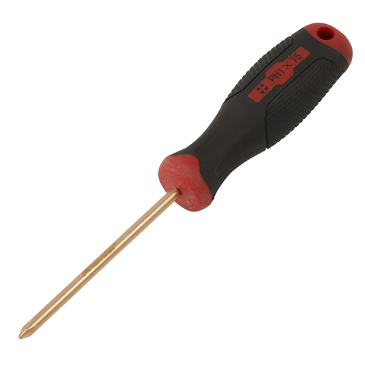 Sealey Screwdriver Phillips#1 x 75mm Non-Sparking Beryllium Copper Tool NS096