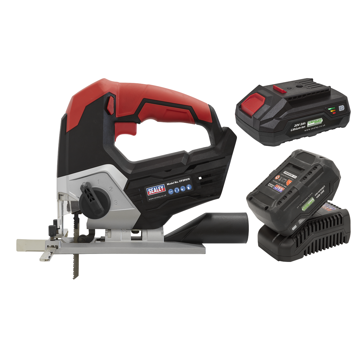 Sealey 20V 1x 4Ah 1x 2Ah SV20 Series Cordless Jigsaw Kit 2 Batteries CP20VJSKIT