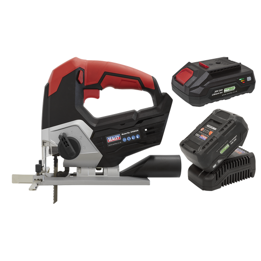 Sealey 20V 1x 4Ah 1x 2Ah SV20 Series Cordless Jigsaw Kit 2 Batteries CP20VJSKIT