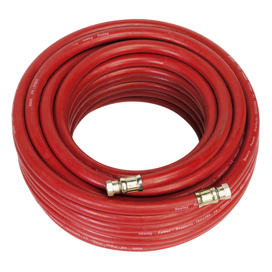 Sealey Air Hose 20m x Ø10mm With 1/4" BSP Female Swivel Unions Red AHC2038