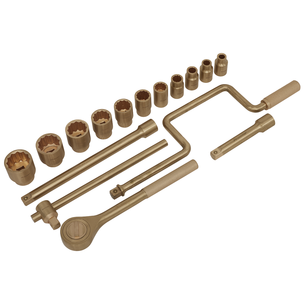 Sealey Socket Set 17 Pcs 1/2" Square Drive Non-Sparking Beryllium Copper NS124