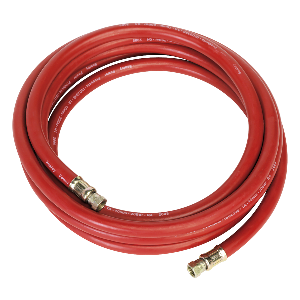 Sealey Air Hose 5m x Ø10mm With 1/4" BSP Female Swivel Unions - Red AHC538