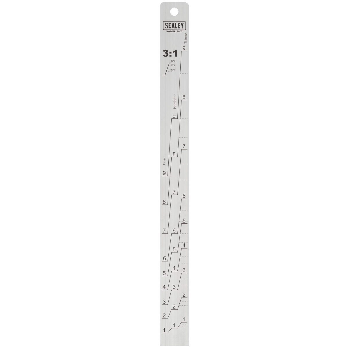 Sealey Aluminium Paint Measuring Stick 1:1 3:1 Ratio Double Side Design PA07