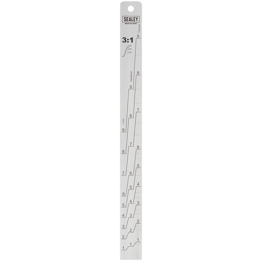 Sealey Aluminium Paint Measuring Stick 1:1 3:1 Ratio Double Side Design PA07