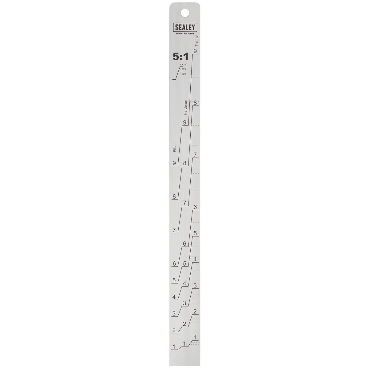 Sealey Aluminium Paint Measuring Stick 5:1 5:3 Ratio Double Side Design PA08