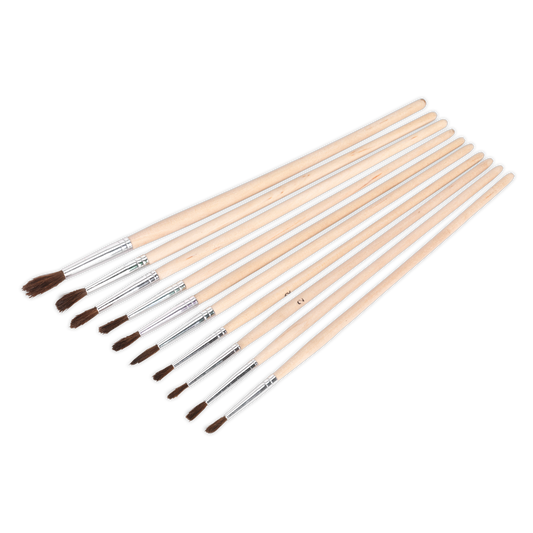 Sealey Touch-Up Paint Brush Assortment With Wooden Handle 10 Pieces PB2