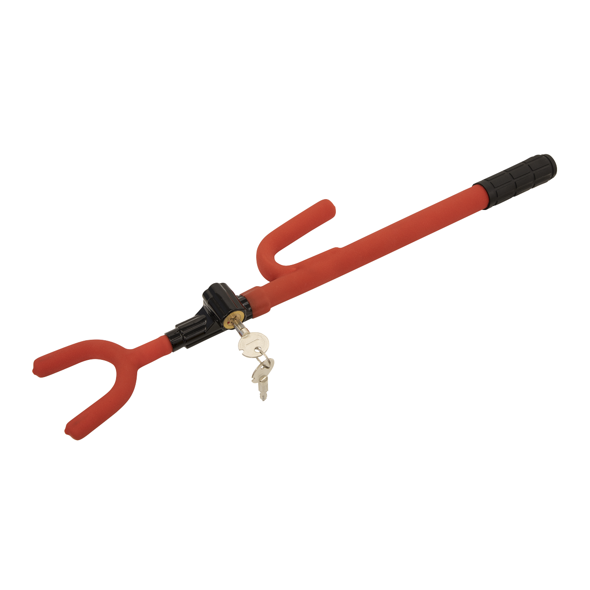 Sealey Steering Wheel Lock With Vinyl Coating & Two Keys - Red/Black PB393