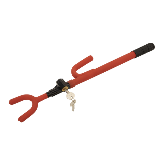 Sealey Steering Wheel Lock With Vinyl Coating & Two Keys - Red/Black PB393