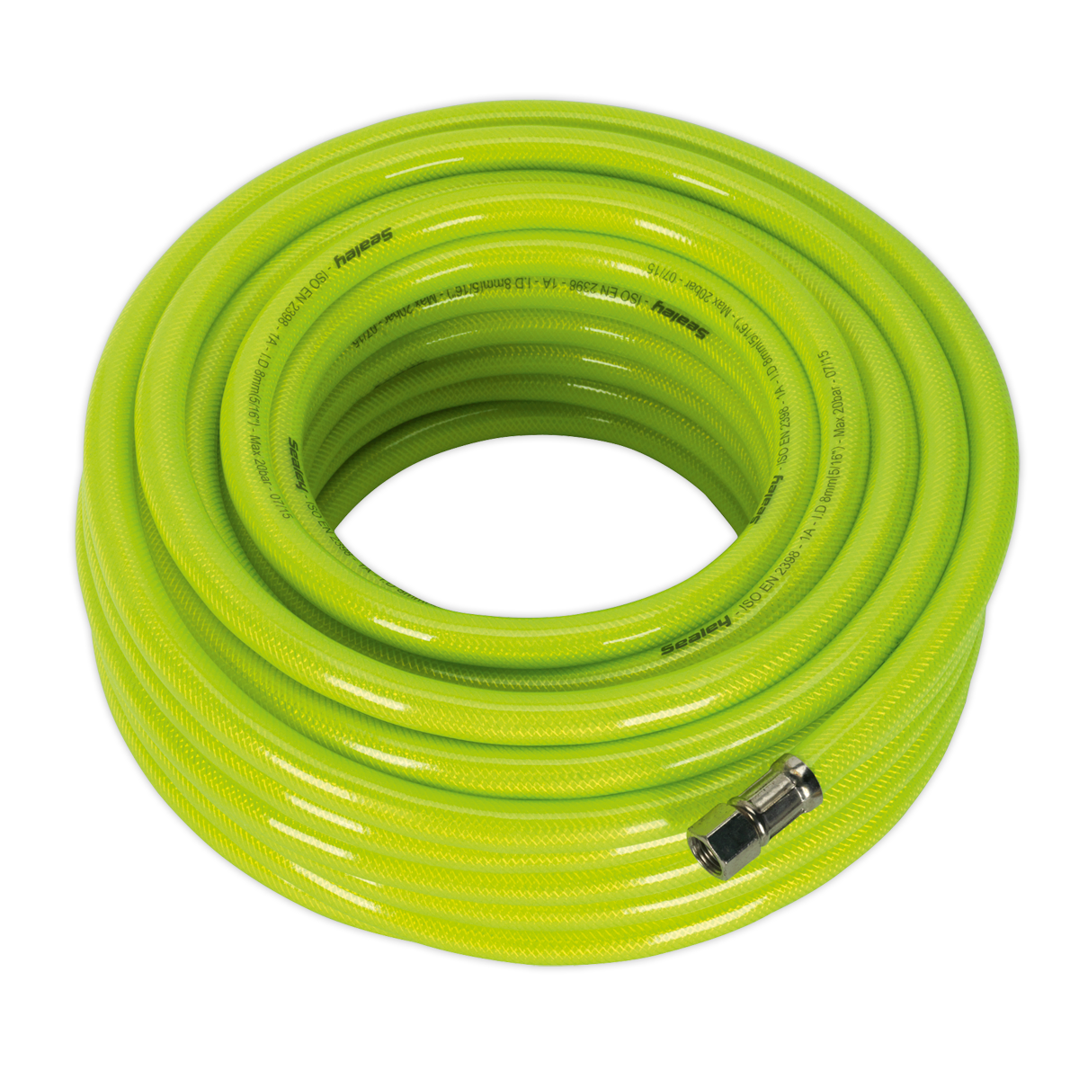 Sealey Air Hose High Visibility 20M x 8mm With 1/4" BSP Swivel Unions AHFC20