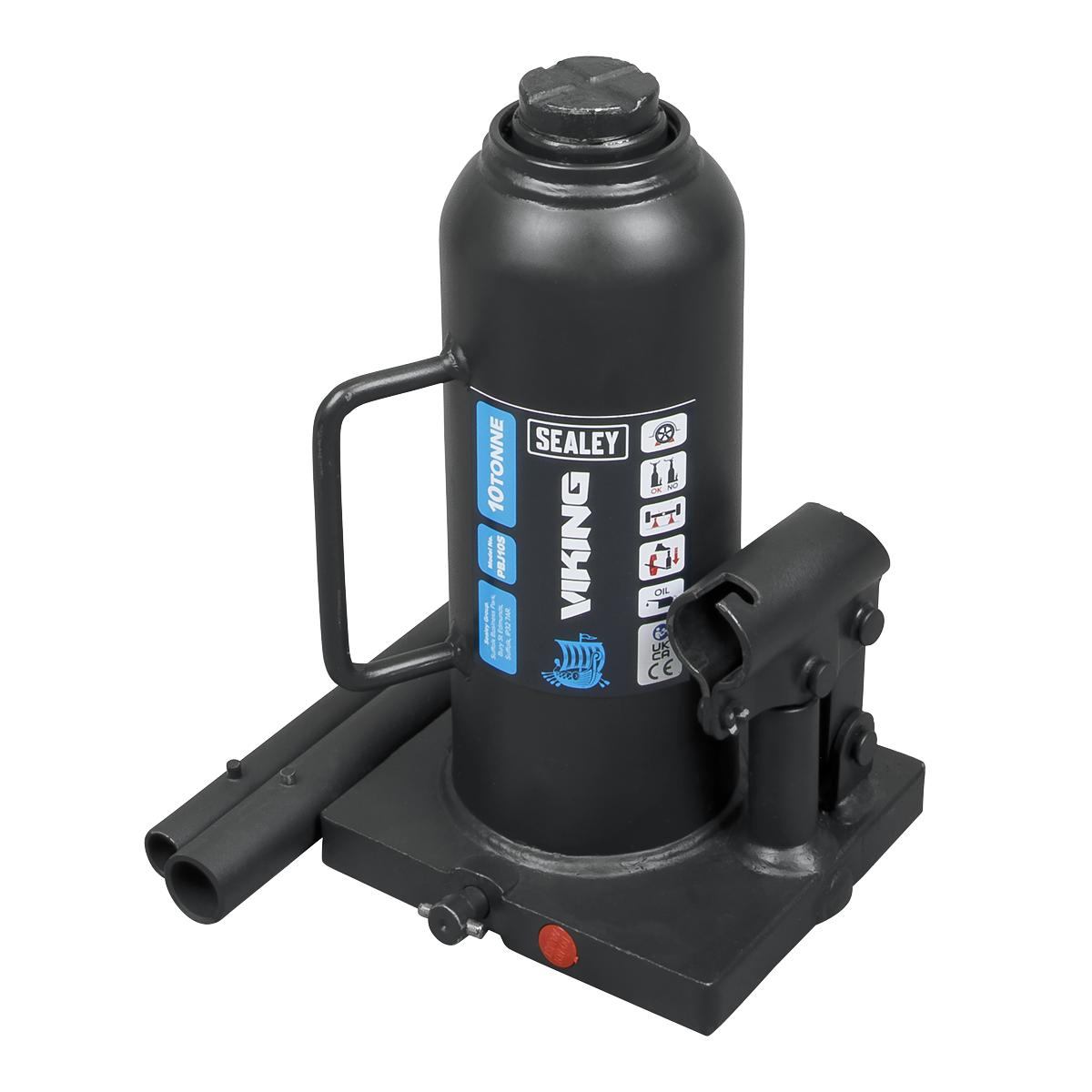 Sealey Bottle Jack Lift 10 Tonne With Overload Valve & 2-Piece Handle PBJ10S