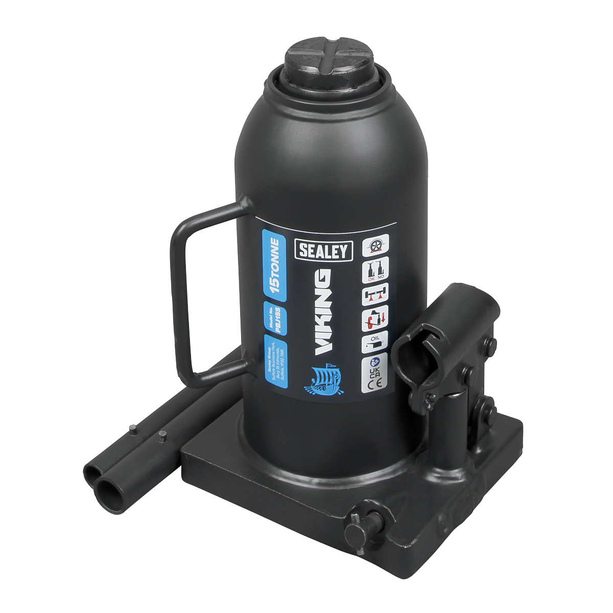 Sealey Bottle Jack Lift 15 Tonne With Overload Valve & 2-Piece Handle PBJ15S