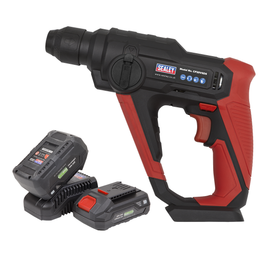Sealey Cordless Rotary Hammer Drill Kit 20V SDS Plus 2 Batteries CP20VSDSKIT