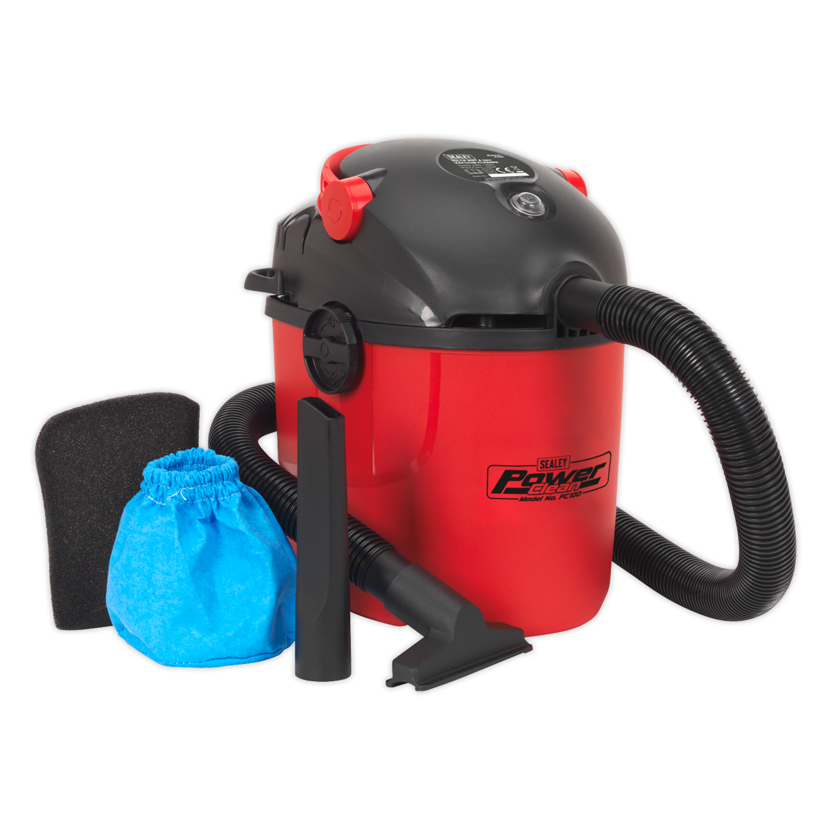 Sealey 230V 1000W Wet & Dry Vacuum Cleaner Lightweight 10L Red/Black PC100