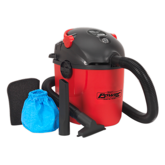 Sealey 230V 1000W Wet & Dry Vacuum Cleaner Lightweight 10L Red/Black PC100