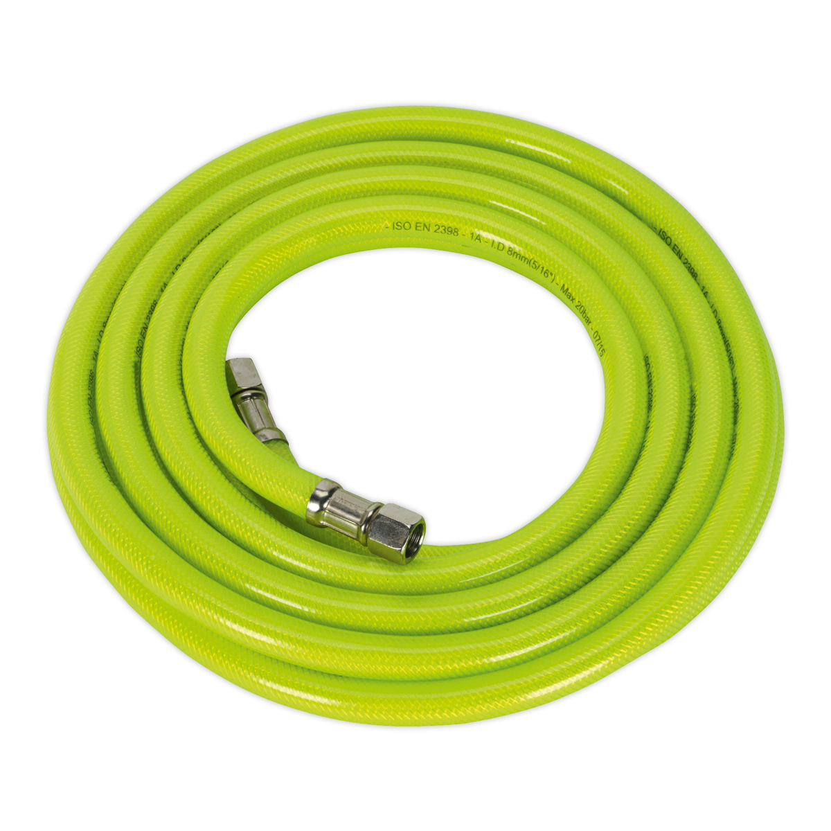 Sealey Air Hose High Visibility 5M x 8mm With 1/4" BSP Swivel Unions AHFC5