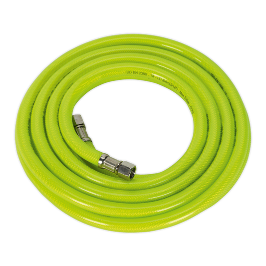 Sealey Air Hose High Visibility 5M x 8mm With 1/4" BSP Swivel Unions AHFC5