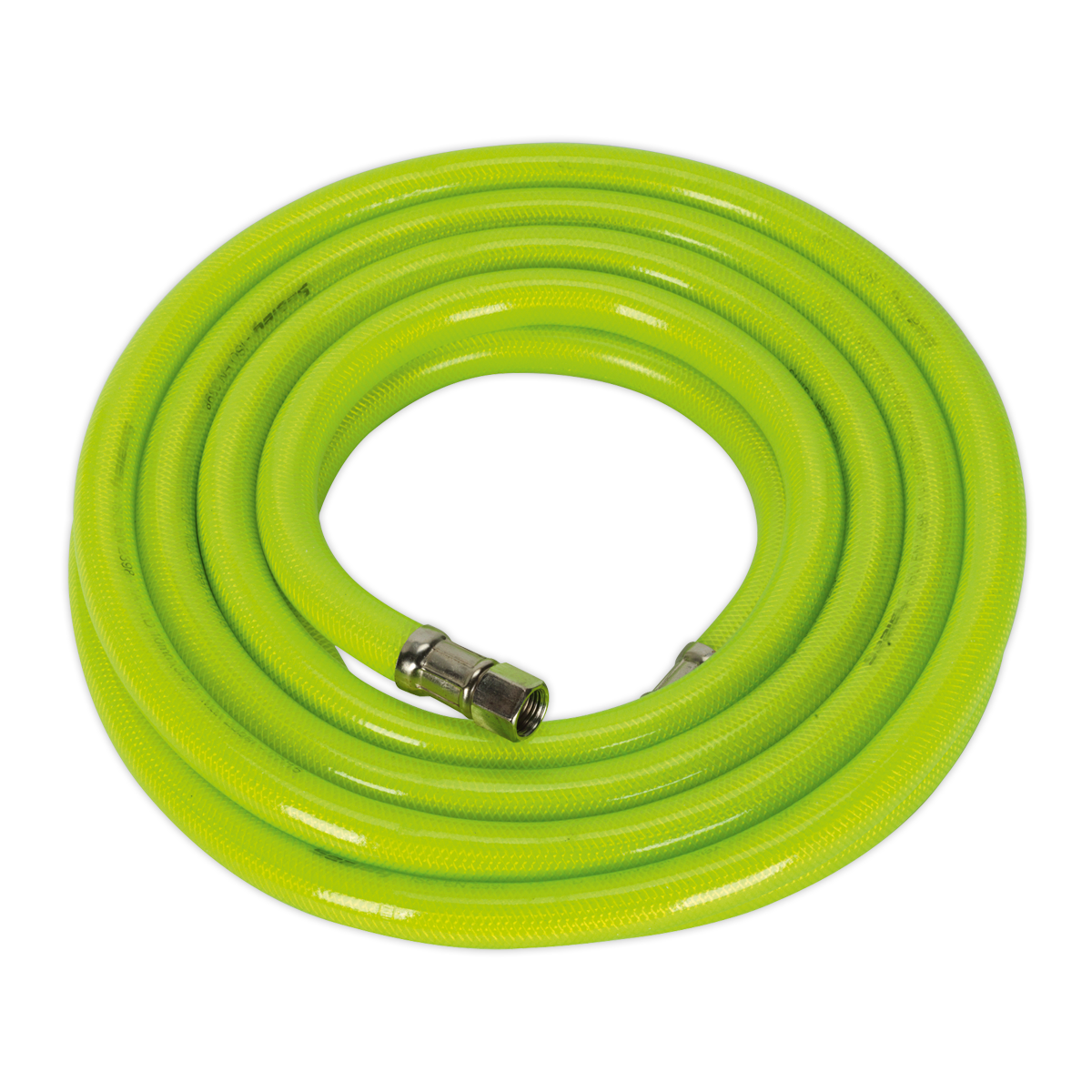 Sealey Air Hose High Visibility 5M x 10mm With 1/4BSP Unions Green AHFC538