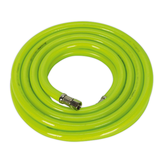 Sealey Air Hose High Visibility 5M x 10mm With 1/4BSP Unions Green AHFC538
