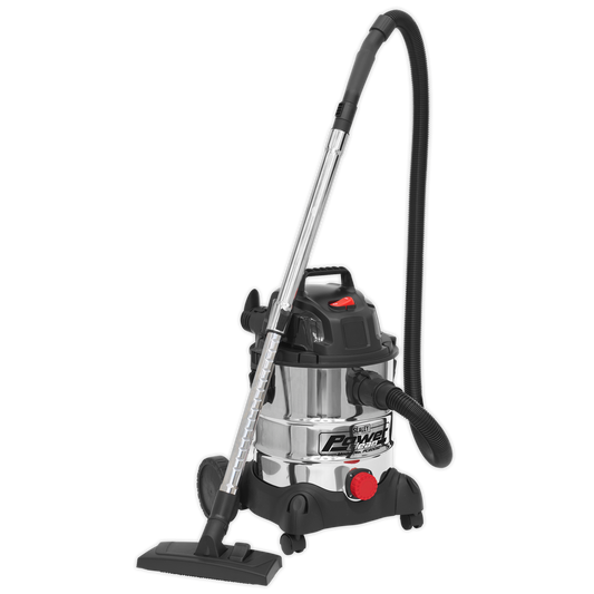 Sealey 20L Wet & Dry Industrial Vacuum Cleaner 1250W Stainless Drum PC200SD