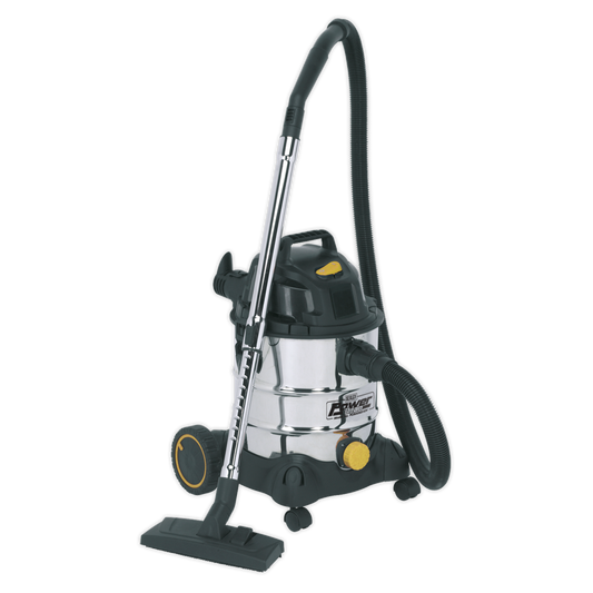 Sealey 110V 1250W Vacuum Cleaner Wet & Dry 20L Stainless Bin PC200SD110V