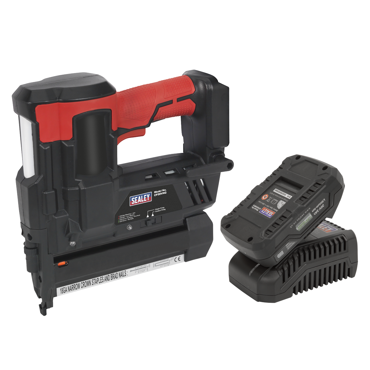 Sealey Compact Cordless Nail Staple Gun 18G 20V 2Ah Lithium-Ion CP20VNGKIT1