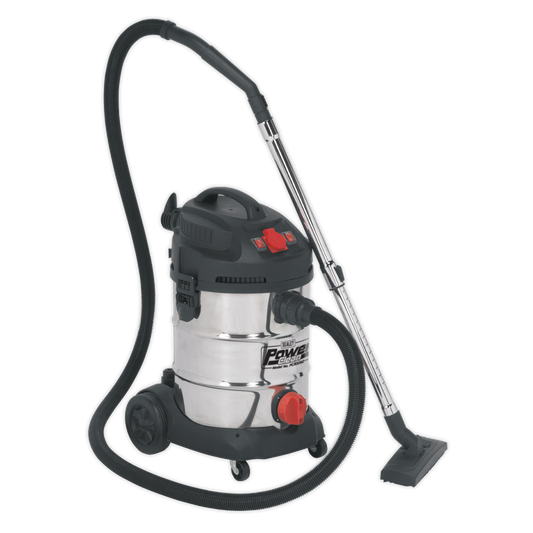 Sealey 230V Vacuum Cleaner Industrial 30L Stainless Bin Auto Start PC300SDAUTO
