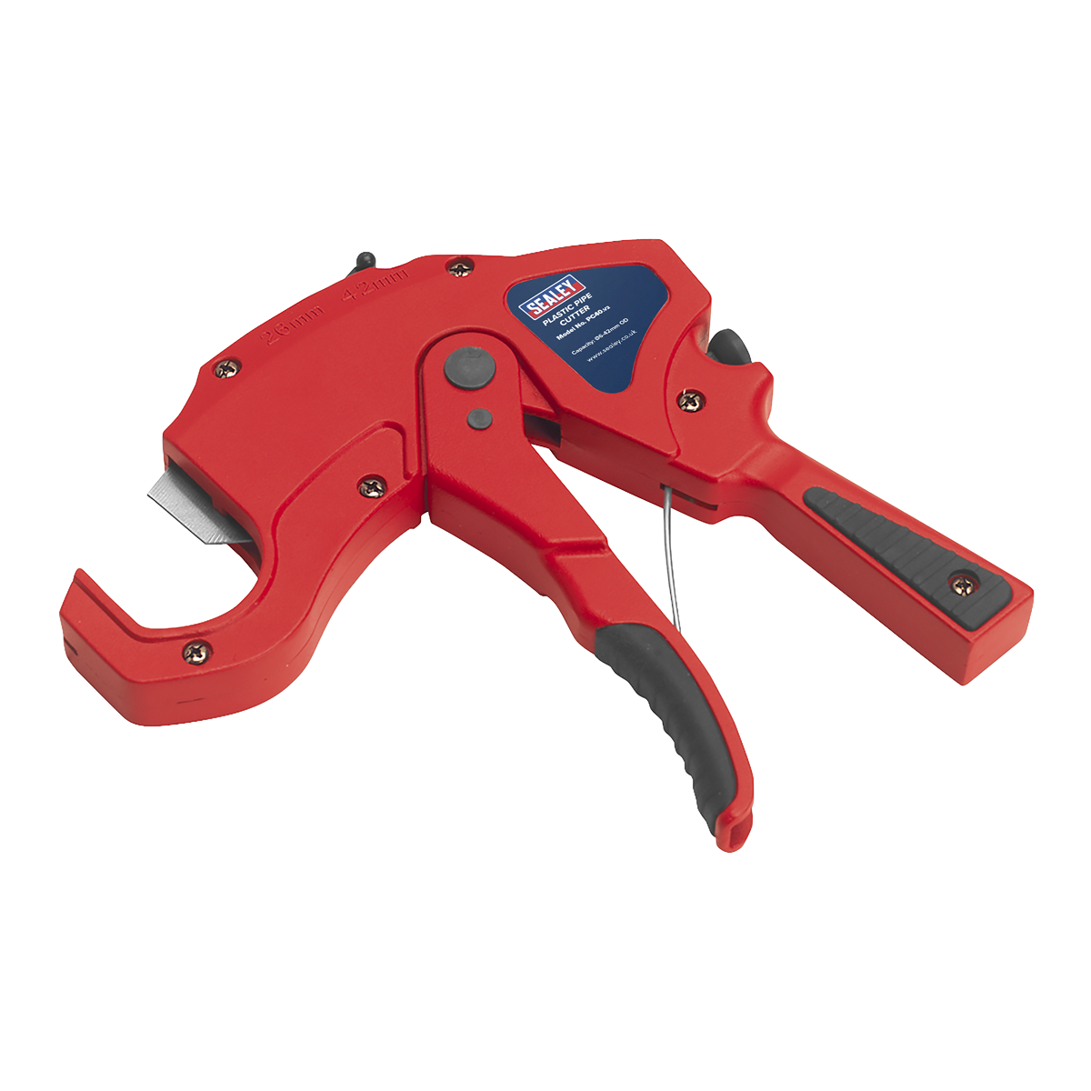 Sealey Plastic Pipe Cutter With Textured Grip Ø6-42mm Capacity OD - Red PC40