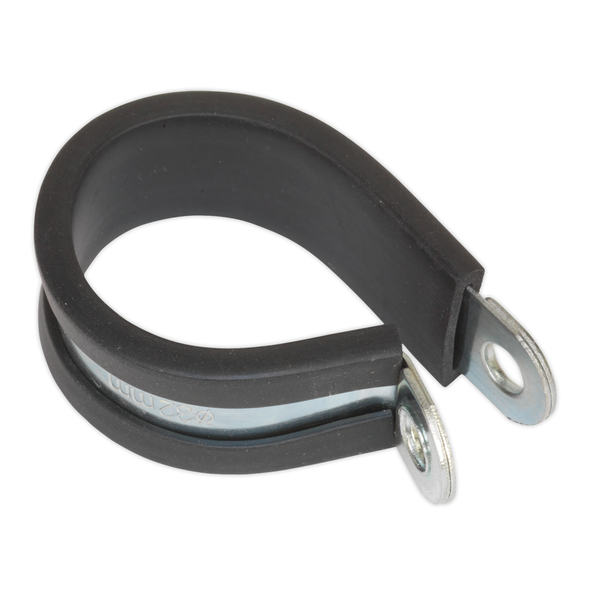 Sealey P-Clip Rubber Lined 32mm Zinc Plated Pack Of 25 - Black/Silver PCJ32