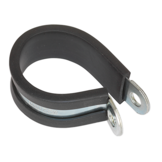 Sealey P-Clip Rubber Lined 32mm Zinc Plated Pack Of 25 - Black/Silver PCJ32