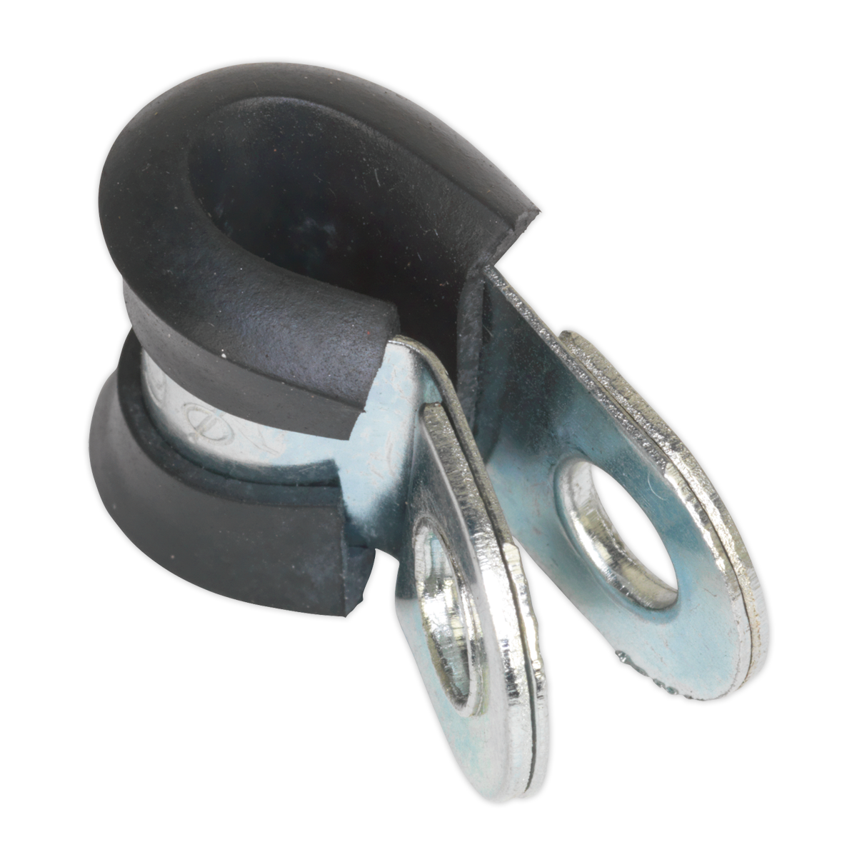 Sealey P-Clip Rubber Lined 6mm Zinc Plated DIN 3016 Pack of 25 Black/Silver PCJ6