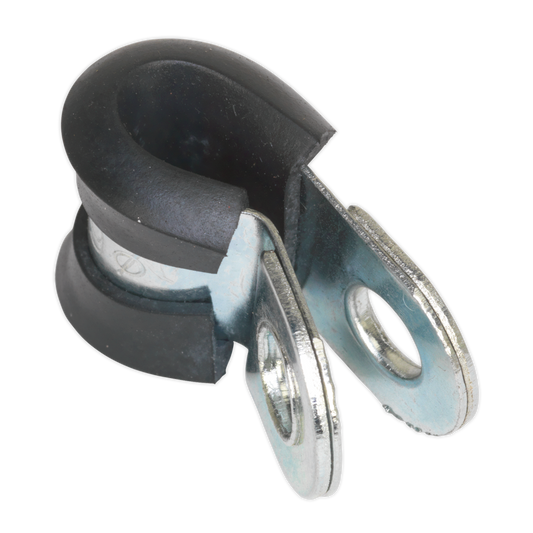 Sealey P-Clip Rubber Lined 6mm Zinc Plated DIN 3016 Pack of 25 Black/Silver PCJ6