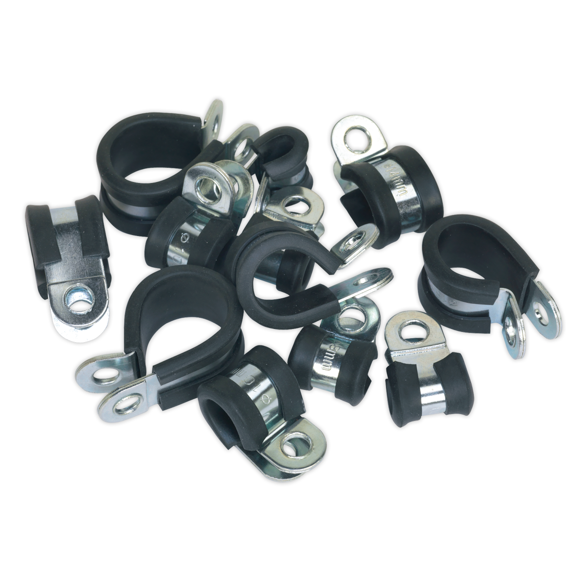 Sealey P Clip Rubber Lined Assortment Zinc Plated Pack Of 60 Black/Silver PCJASS