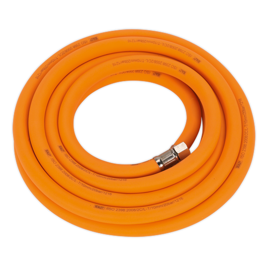 Sealey Air Hose 5m x 10mm Hybrid High Visibility With 1/4" BSP Unions AHHC538