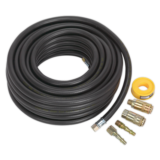 Sealey 15m x Ø8mm Air Hose Kit With Connectors PCL Vertex Coupling AHK01