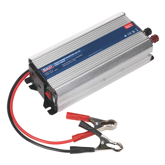 Sealey 500W Power Inverter With Aluminium Case 12V DC - 230V 50Hz PI500