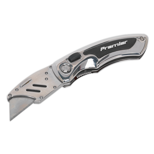 Sealey Locking Pocket Knife With Quick Change Blade Spring Loaded Silver PK23