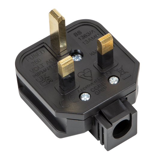 Sealey Rubber Plug 13Amp Heavy Duty Garage & Workshop Use - Black PL/13/3S