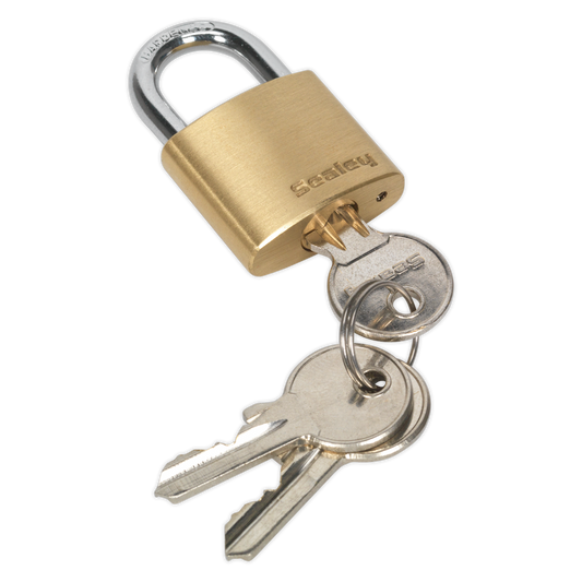 Sealey 30mm Brass Body Padlock With Corrosion Resistant Brass Body PL100