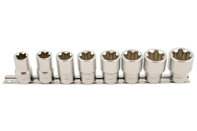 LASER 5656 Torx Plus Socket Set 1/2" Drive 8-Piece Chrome Vanadium Steel