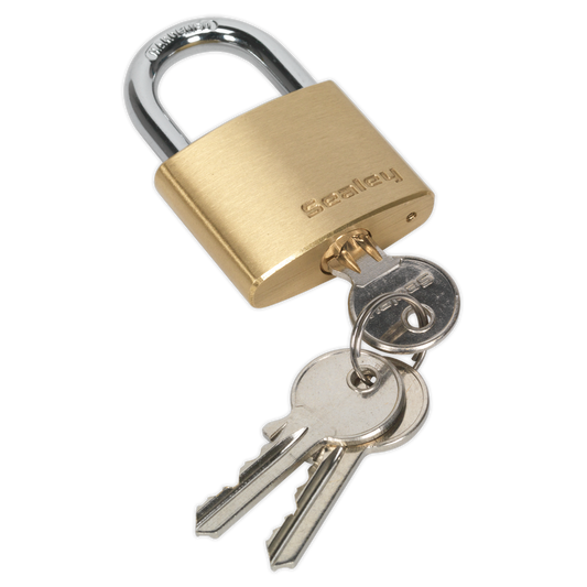 Sealey 40mm Brass Body Padlock With Corrosion Resistant Brass Body PL101